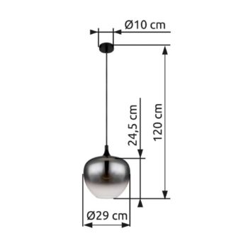 Závesná lampa Maxy, Ø 29 cm, dymovo sivá, sklo