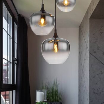 Závesná lampa Maxy, Ø 48 cm, dymovo sivá, sklo, 3 svetlá.