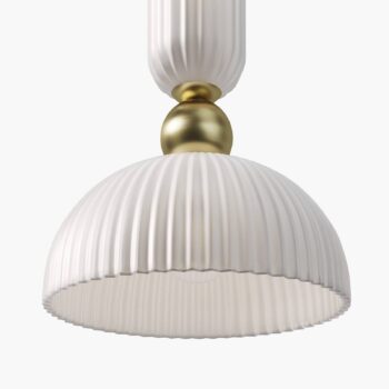Závesná lampa Maytoni Antic, biela/zlatá, Ø 30 cm, sklo, E27