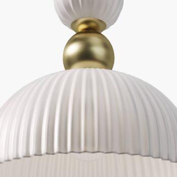 Závesná lampa Maytoni Antic, biela/zlatá, Ø 30 cm, sklo, E27