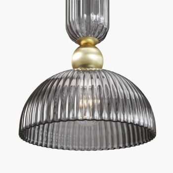 Závesná lampa Maytoni Antic, dymovo sivá/zlatá, Ø 30 cm, sklo, E27