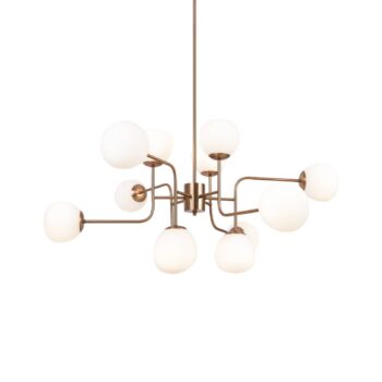 Závesná lampa Maytoni Erich, mosadzná ružica, sklo/kov 12 svetiel.