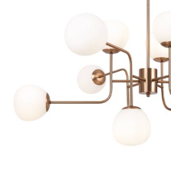 Závesná lampa Maytoni Erich, mosadzná ružica, sklo/kov 12 svetiel.