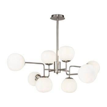 Závesná lampa Maytoni Erich, niklová farba, sklo/kov, 8 svetiel.