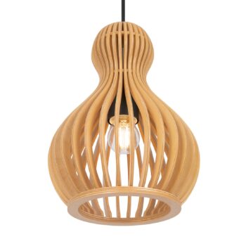 Závesná lampa Maytoni Roots, Ø 20 cm, výška 27 cm, drevo/čierna