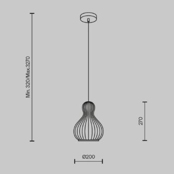 Závesná lampa Maytoni Roots, Ø 20 cm, výška 27 cm, drevo/čierna