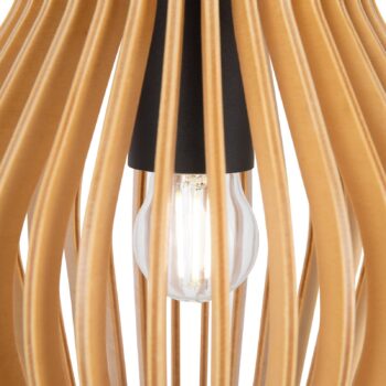 Závesná lampa Maytoni Roots, Ø 20 cm, výška 31 cm, drevo/čierna