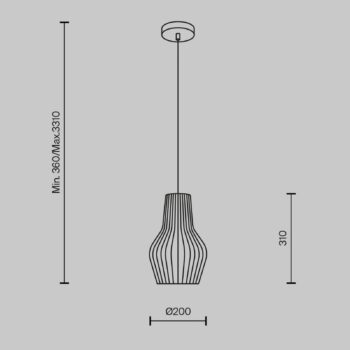 Závesná lampa Maytoni Roots, Ø 20 cm, výška 31 cm, drevo/čierna