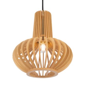 Závesná lampa Maytoni Roots, Ø 25 cm, výška 29 cm, drevo/čierna