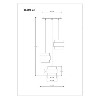 Závesná lampa Milley, Ø 45 cm, mosadzná farba, 3 svetlá, kov