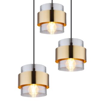Závesná lampa Milley, Ø 45 cm, mosadzná farba, 3 svetlá, kov