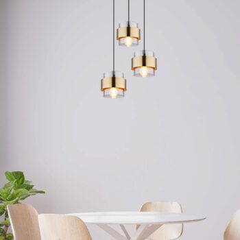 Závesná lampa Milley, Ø 45 cm, mosadzná farba, 3 svetlá, kov