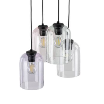 Závesná lampa Molly, Ø 38 cm, viacfarebná, kov, sklo, 4 svetlá.