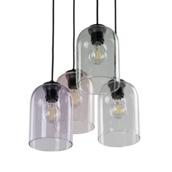 Závesná lampa Molly, Ø 38 cm, viacfarebná, kov, sklo, 4 svetlá.