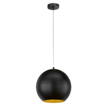Závesná lampa Mylon, čierna/zlatá, guľová