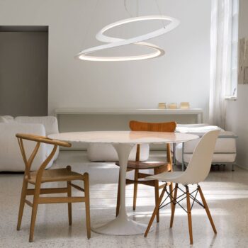 Závesná lampa Nemo Kepler 2 700K Dole Ø84cm biela