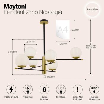 Závesná lampa Nostalgia, šesť-plameňová