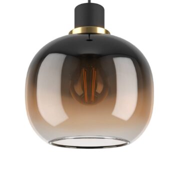 Závesná lampa Oilella, čierno-hnedá, dĺžka 95 cm, sklo, 3 svetlá.