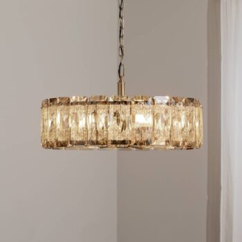 Závesná lampa Orvin, starožitná mosadz, Ø 67 cm, sklo/kov 8 svetiel.