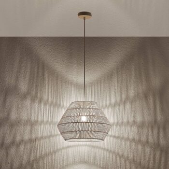 Závesná lampa Ottavio z pleteného papiera, biela