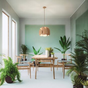 Závesná lampa Pevero jaseňové drevo zakrivený tvar