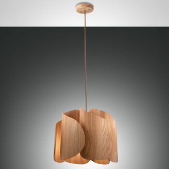 Závesná lampa Pevero jaseňové drevo zakrivený tvar