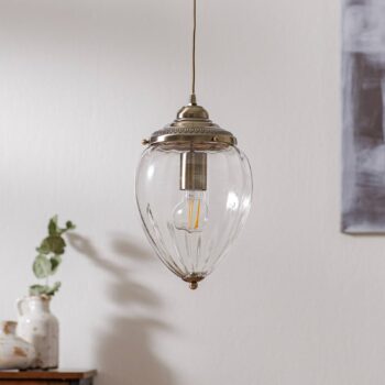 Závesná lampa Pineapple, antická mosadz