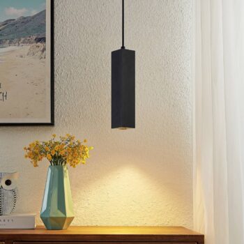 Závesná lampa Prios Neliyah, 6 cm x 6 cm, čierna, kov, GU10