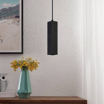 Závesná lampa Prios Neliyah, 6 cm x 6 cm, čierna, kov, GU10