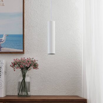 Závesná lampa Prios Neliyah, Ø 6 cm, biela, kov, GU10