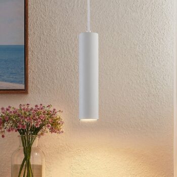 Závesná lampa Prios Neliyah, Ø 6 cm, biela, kov, GU10