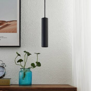 Závesná lampa Prios Neliyah, Ø 6 cm, čierna, kov, GU10