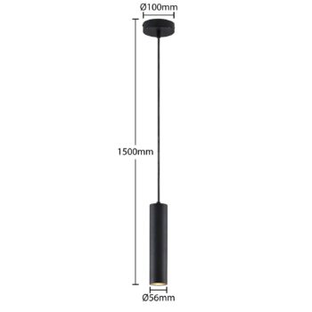 Závesná lampa Prios Neliyah, Ø 6 cm, čierna, kov, GU10