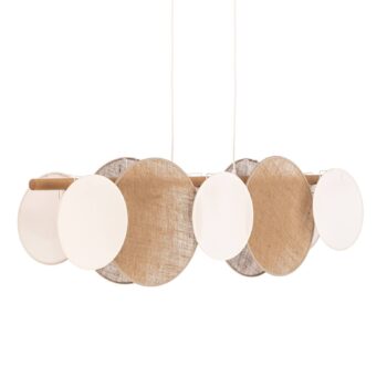 Závesná lampa Pulse, jutové tienidlá, prírodná hnedá/biela, 5 svetiel