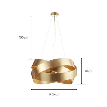Závesná lampa Pura pozlátená, 60 cm, 3x E27