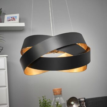 Závesná lampa Pura v čiernej/zlatej farbe, 60 cm, 8x G9