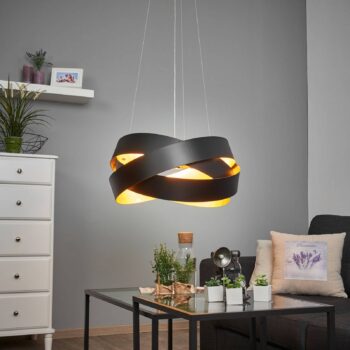 Závesná lampa Pura v čiernej/zlatej farbe, 60 cm, 8x G9