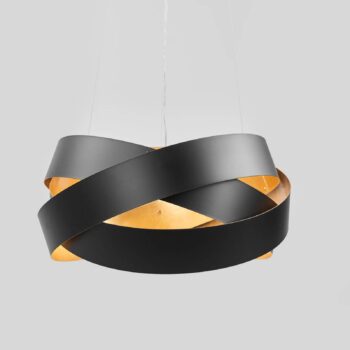 Závesná lampa Pura v čiernej/zlatej farbe, 60 cm, 8x G9