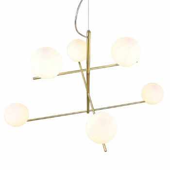 Závesná lampa Pure otočné ramená 6fl mosadzná/biela