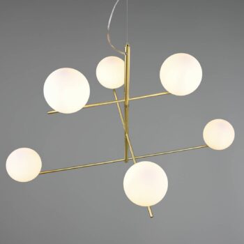 Závesná lampa Pure otočné ramená 6fl mosadzná/biela