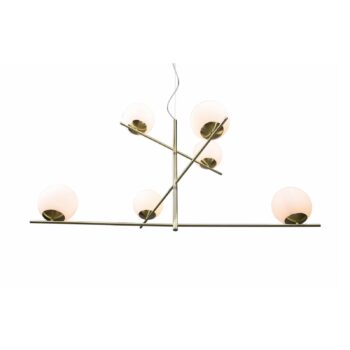 Závesná lampa Pure otočné ramená 6fl mosadzná/biela