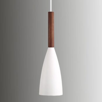 Závesná lampa Pure s dreveným prvkom, biela