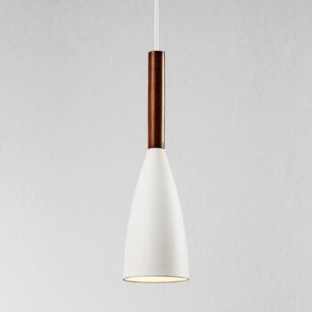 Závesná lampa Pure s dreveným prvkom, biela