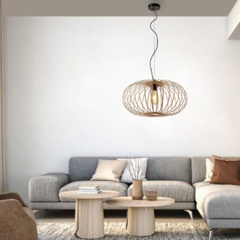Závesná lampa Racoon s dreveným tienidlom