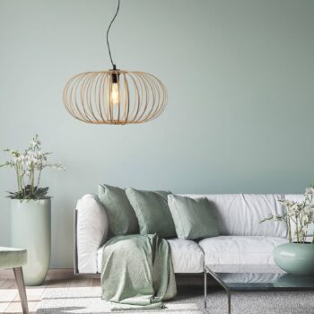 Závesná lampa Racoon s dreveným tienidlom