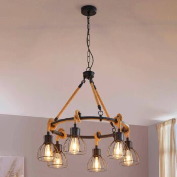 Závesná lampa Rampside so 6 klietkovými tienidlami