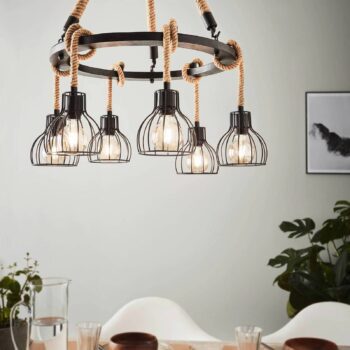 Závesná lampa Rampside so 6 klietkovými tienidlami