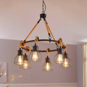 Závesná lampa Rampside so 6 klietkovými tienidlami