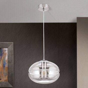 Závesná lampa Richard, kov nikel, sklo číre