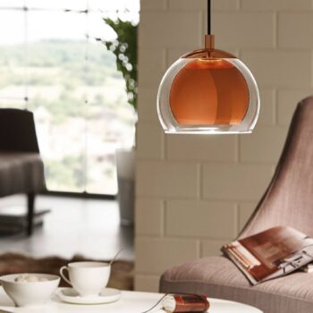 Závesná lampa Rocamar, 1-plameňová v medenej